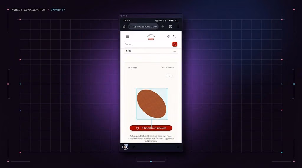 نسخه موبایل ابزار پیکربندی فرش (Mobile Configurator)
