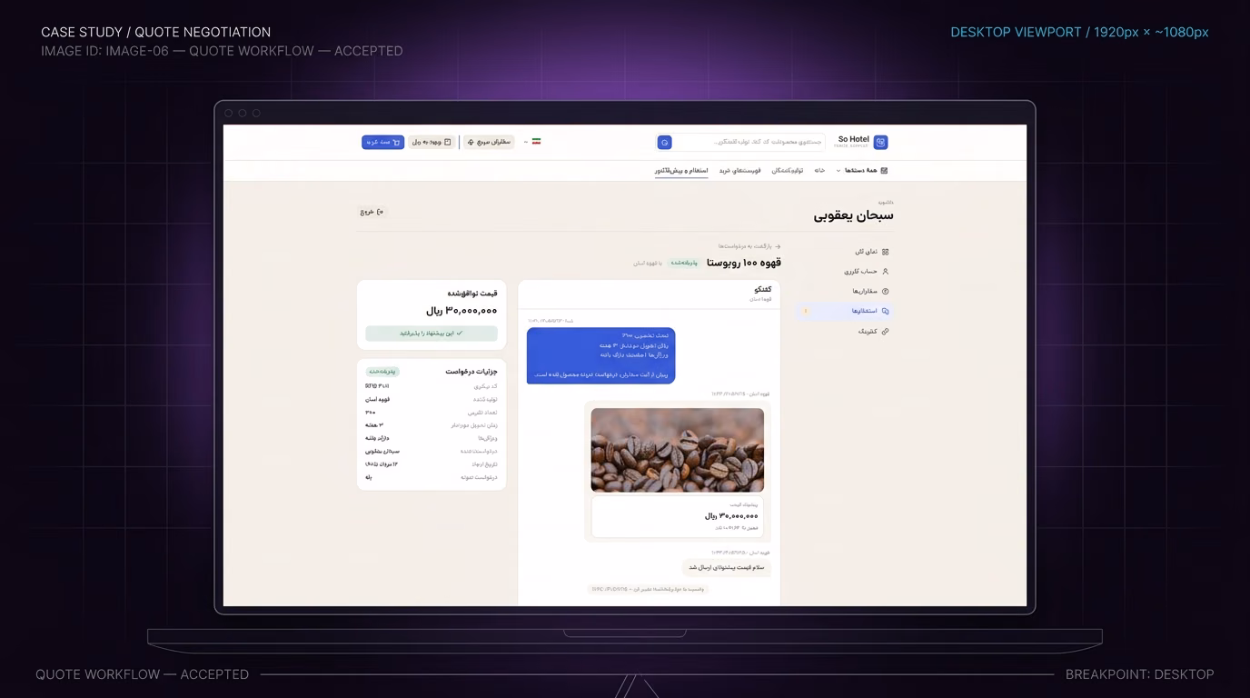 گردش پیشنهاد قیمت: وضعیت پذیرش پیشنهاد (Quote: Accepted)