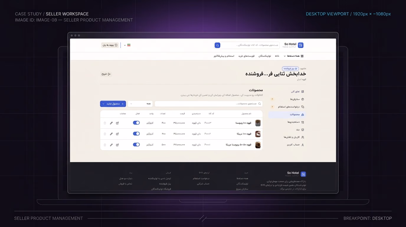 مدیریت کاتالوگ و محصولات تأمینکننده (Product Management)